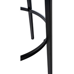 Elegant rund barstol med polstret sæde og mat sort metalben