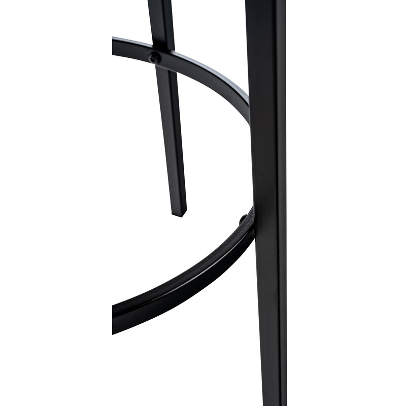 Elegant rund barstol med polstret sæde og mat sort metalben