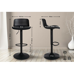 4 justerbare barstole i kunstlæder med ryg fodstøtte og drejelig ramme