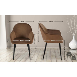 2 stk fløjlsagtig Boise spisestol med armlæn