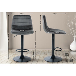 Lex barstole sæt 2 stk fløjlsbetræk justerbar højde metalramme