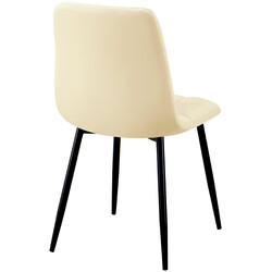 Fire moderne spisestole i sort metalramme med kunstlæder