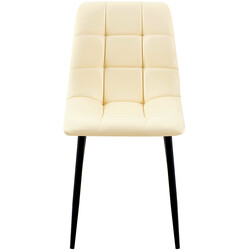 Fire moderne spisestole i sort metalramme med kunstlæder