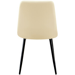 Fire moderne spisestole i sort metalramme med kunstlæder