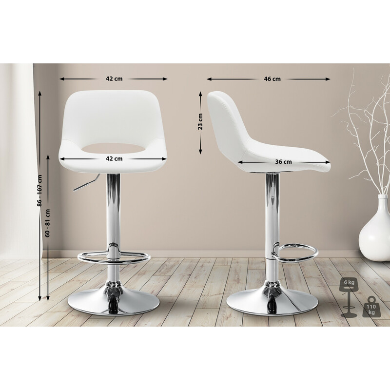 2 Camden barstole med justerbar højde kunstlæder og 360° drejning