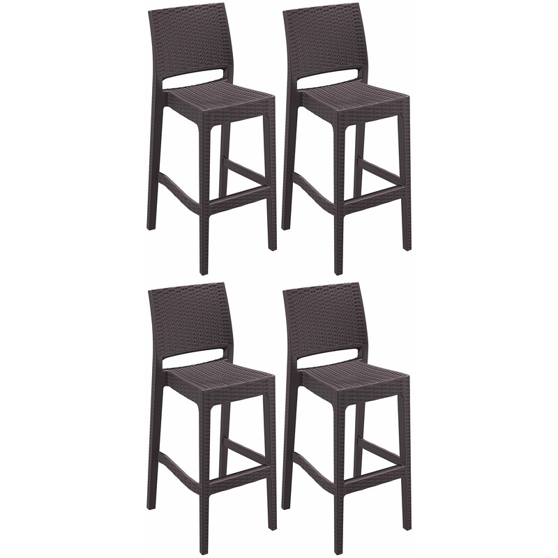4‑delt polypropylen barstol sæt vejrbestandig UV‑bestandig stabelbar udendørs