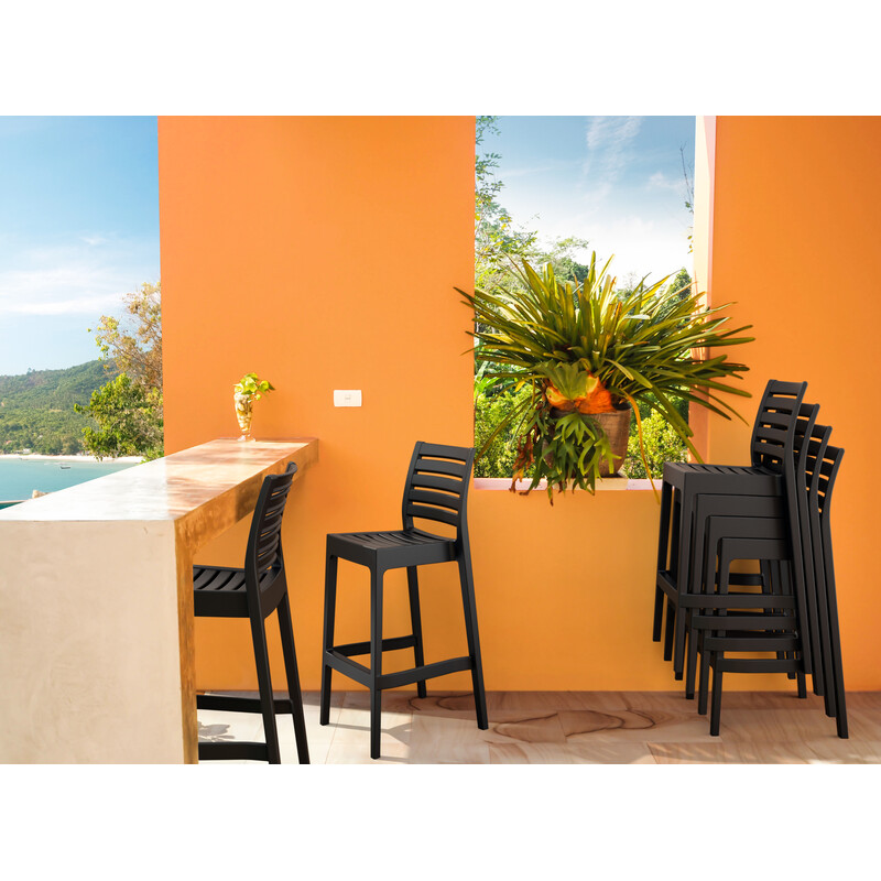 Ares barstole 4‑styk stabelbare vejrbestandige polypropylen indendørs udendørs