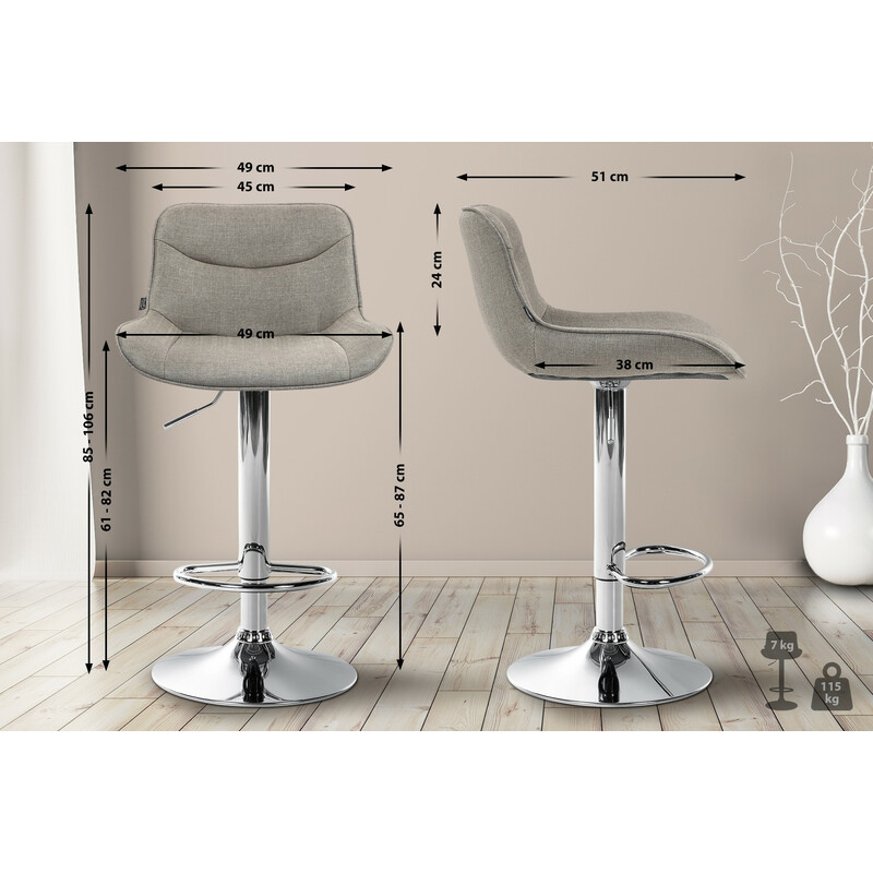 2-delt justerbar barstol Vonout stof med metalramme