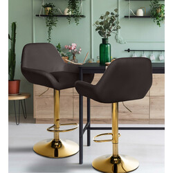 Gylden barstol med kunstlæder metalramme justerbar højde og drejelig sæde