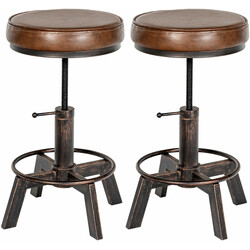 Justerbar industrielt barstol sæt 2 stk kunstlæder