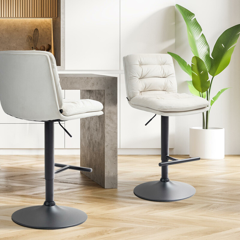 2-delt Damar barstol sæt med fløjlsovertræk justerbar og drejelig