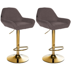 2 stk Braga barstol med gylden ramme stofbetræk justerbar roterende
