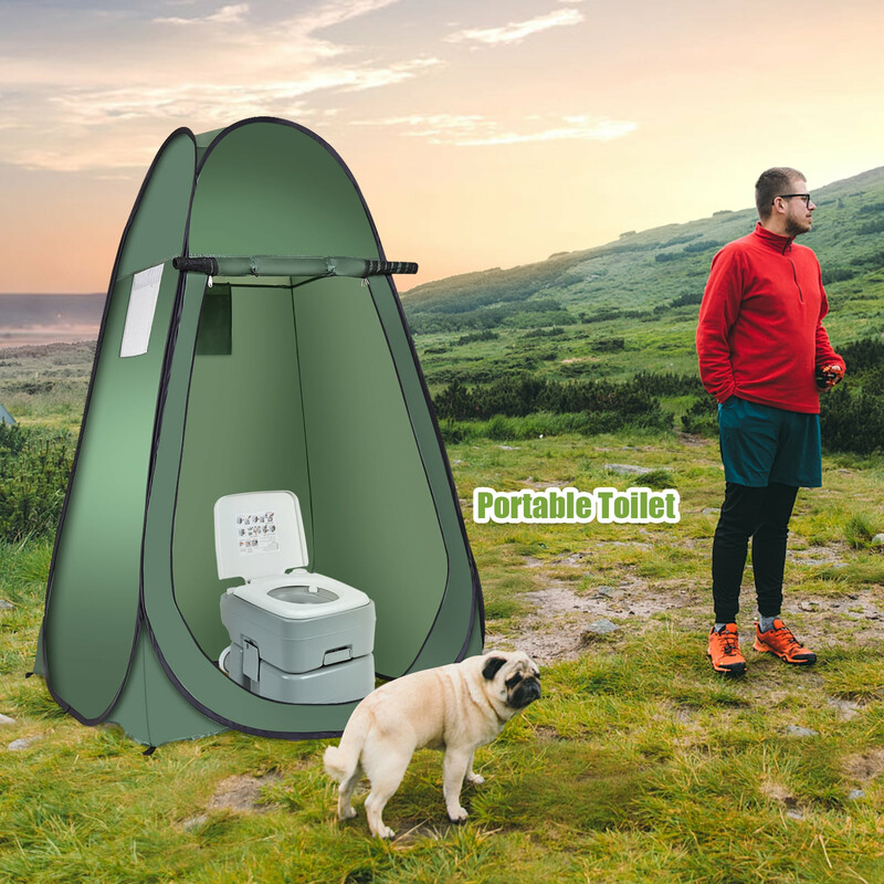 Grønt pop-up telt 120x120x190 cm polyester stål til brusebad omklædning og toilet