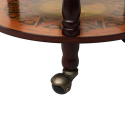 Globusbar i massivt træ brun 88x45x45 cm 3 hjul med opbevaring