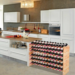 Stabelbart vinflaskeholder i fyrretræ 119x29x72 cm 72 flasker