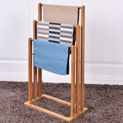 Stående bambus håndklædeholder med tre stænger 46x24x84 cm