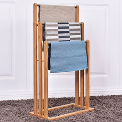 Stående bambus håndklædeholder med tre stænger 46x24x84 cm