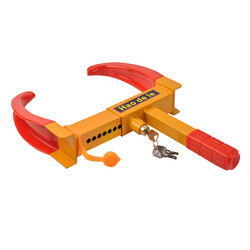 Stål hjulklamp 24x49 cm rød sikkerhedslås med tre nøgler til biler