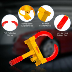 Stål hjulklamp 24x49 cm rød sikkerhedslås med tre nøgler til biler