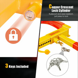 Stål hjulklamp 24x49 cm rød sikkerhedslås med tre nøgler til biler