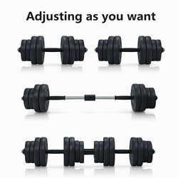 Hantelset 2-i-1 med stang 30 kg rustfri 2 stænger og 16 vægtskiver