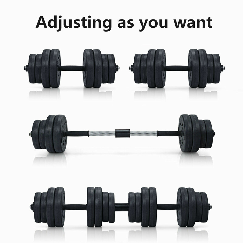 Hantelset 2-i-1 med stang 30 kg rustfri 2 stænger og 16 vægtskiver