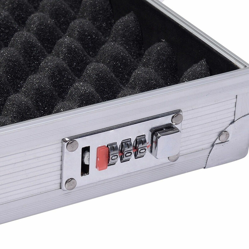 Aluminium opbevaringskasse med to kombinationslåse justerbar skum 47x25x8
