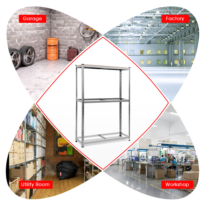 metalhylde justerbar 180x120x40 cm til garage med plads til 8 dæk