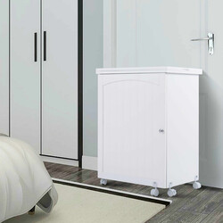 Sammenklappeligt hvidt MDF sybord med opbevaring og hjul 117x40x78 cm