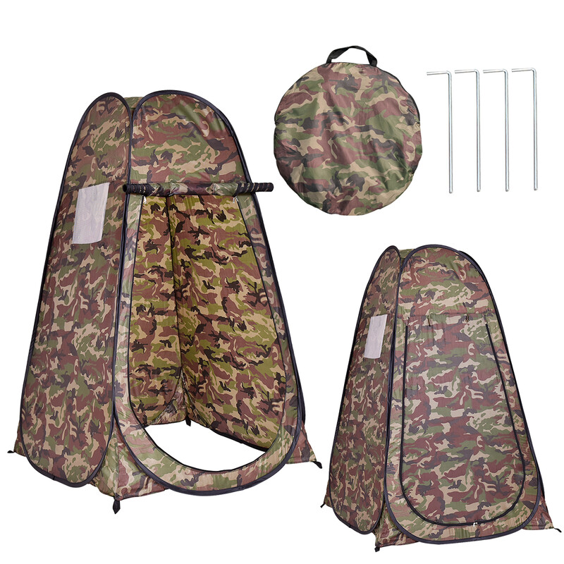 Pop-up omklædnings- og brusetelt og toilettelt polyester 120x120x190 cm grøn