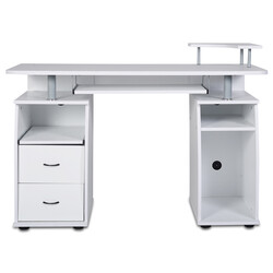 Skrivebord sort MDF 120x55 cm med tastatur og printerhylde