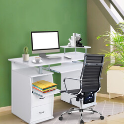 Skrivebord sort MDF 120x55 cm med tastatur og printerhylde