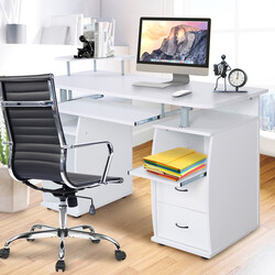 Skrivebord sort MDF 120x55 cm med tastatur og printerhylde