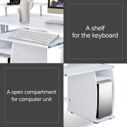 Skrivebord sort MDF 120x55 cm med tastatur og printerhylde
