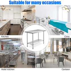 Arbejsbord i rustfrit stål med mellemhylde 122x61x90 cm