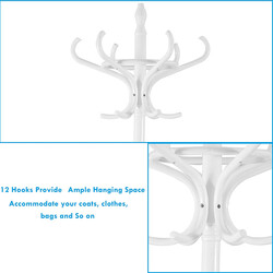 Hvid tøjholder i birk med 12 poppelkroge og paraplystativ