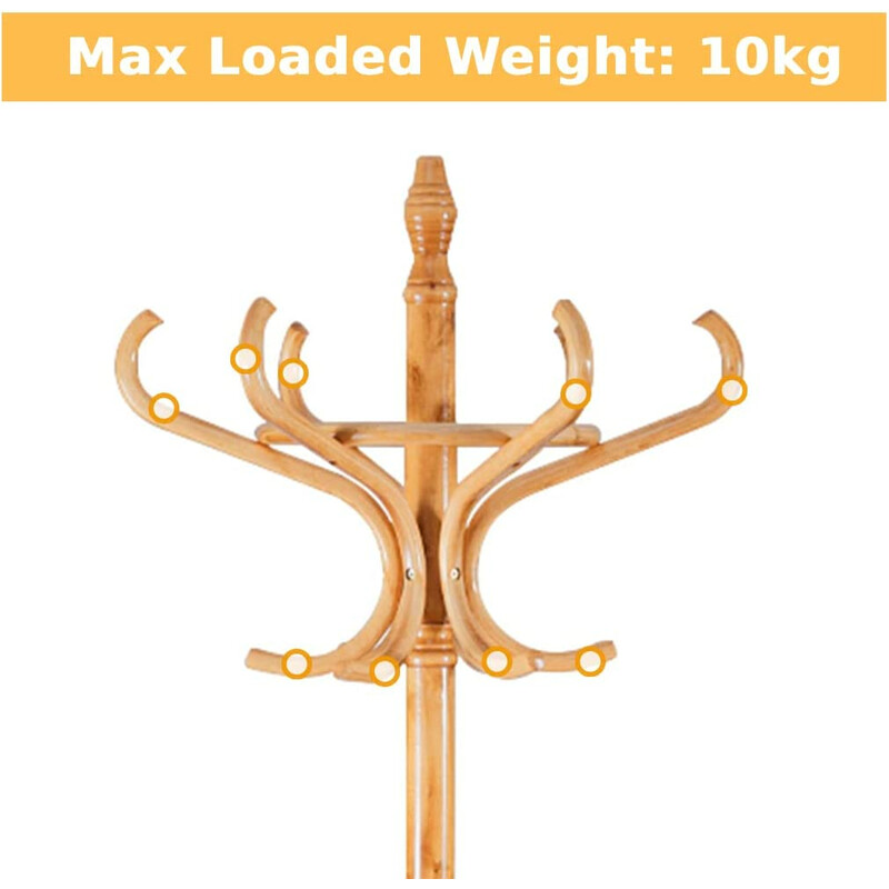 Tøjholder i hvid birk med 12 poppelkroge og paraplyholder 51x51x184 cm