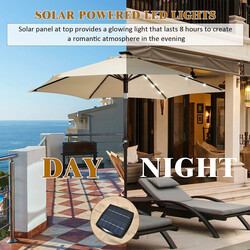 7 m beige med solcelle LED og vevmekanisme