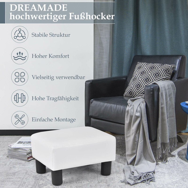 Fodpall rød træramme PU-betræk 40x30x24 cm 1 stk