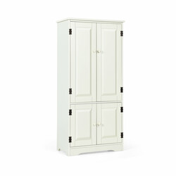 Hvidt højskab 59x31x123 cm med fire hylder og justerbare hylder