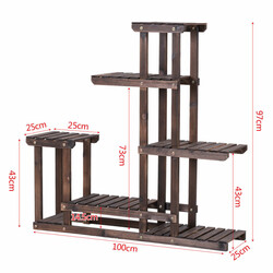 Plantehylde i ædelgran brun 100x25x97 cm seks hylder