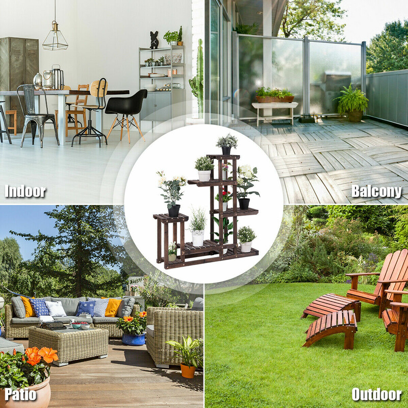 Plantehylde i ædelgran brun 100x25x97 cm seks hylder