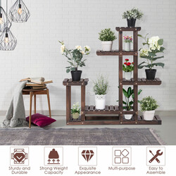 Plantehylde i ædelgran brun 100x25x97 cm seks hylder