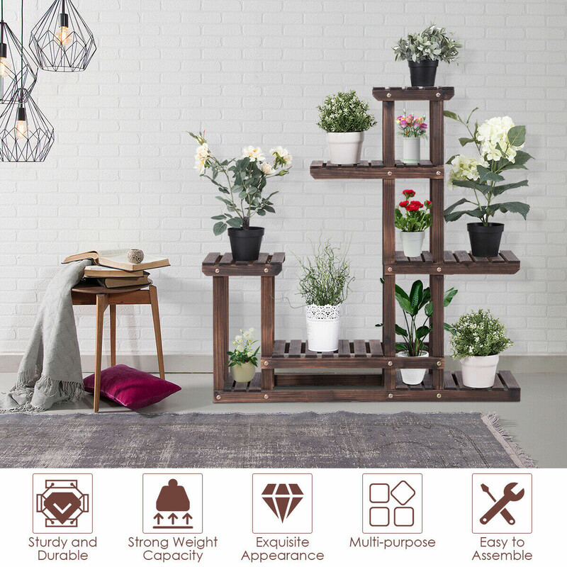 Plantehylde i ædelgran brun 100x25x97 cm seks hylder