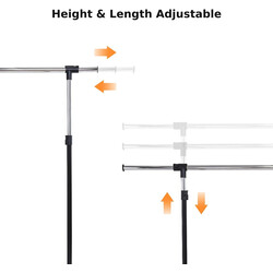 Klædestativ stål plast justerbar 84‑140 cm 92‑170 cm med hjul og hylde