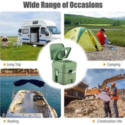 Bærbar campingtoilet HDPE 20 l affaldstank 12 l vandtank grøn