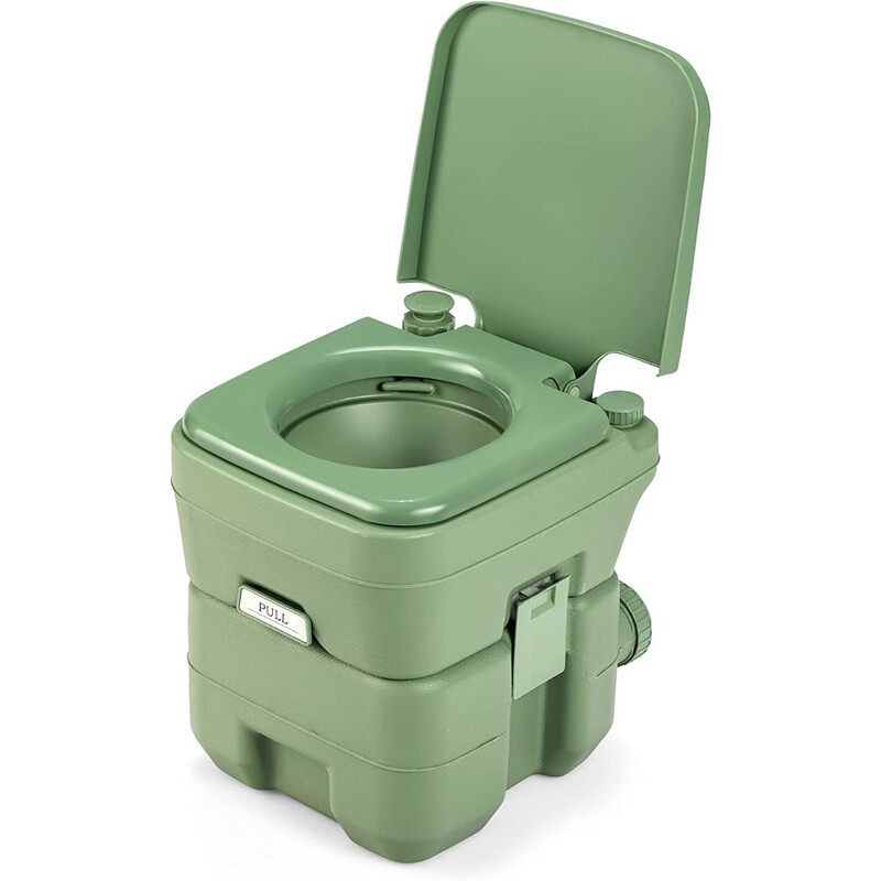 Bærbar campingtoilet HDPE 20 l affaldstank 12 l vandtank grøn