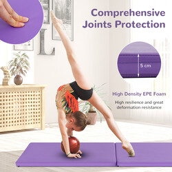 Foldbar træningsmåtte PU-læder EPE-skum 180x60 cm lilla