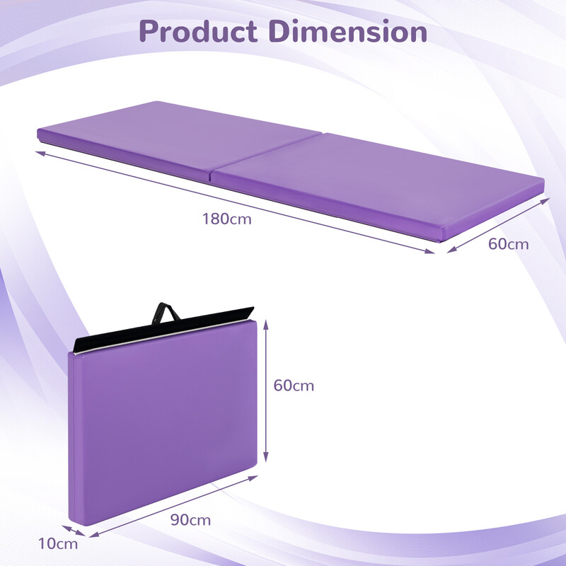 Foldbar træningsmåtte PU-læder EPE-skum 180x60 cm lilla