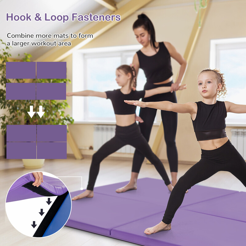 Foldbar træningsmåtte PU-læder EPE-skum 180x60 cm lilla